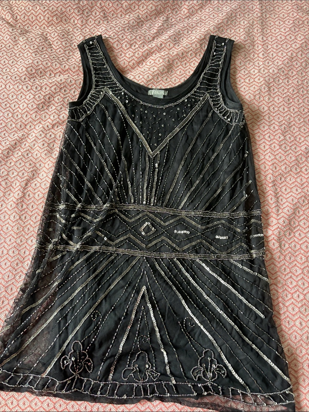 Beaded Black Sleeveless vintage Dress